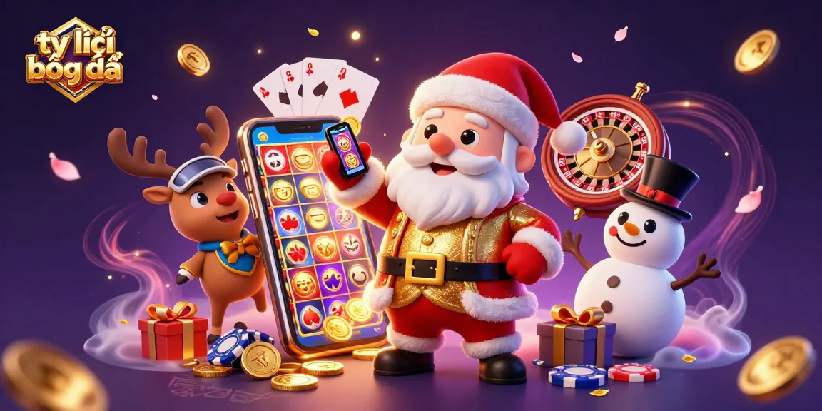 Experience tỷ lệ bóng đá with a vibrant 3D scene featuring festive characters in a dynamic casino setting.