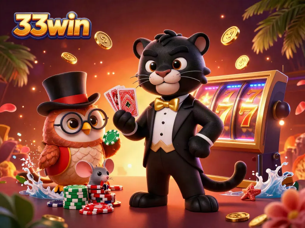 Join the thrill at 33win casino with vibrant characters and lively slot action!