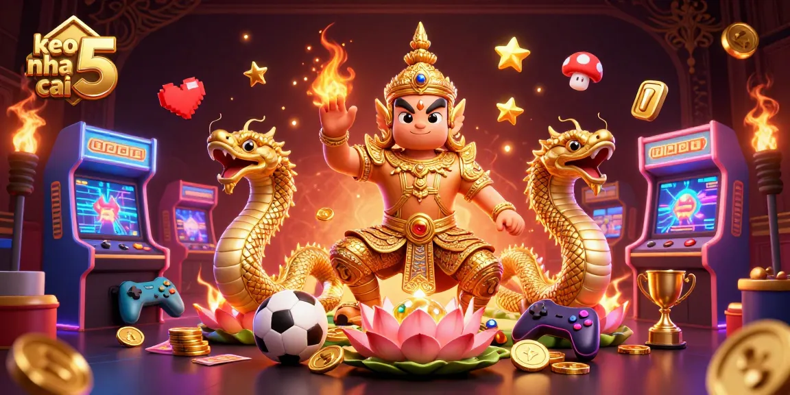 Engage with keo nha cai 5 through a vibrant sports betting scene featuring dynamic characters and gaming elements.