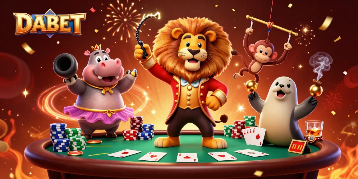 DABET players enjoy vibrant casino gaming with a 3D circus scene full of action and excitement.