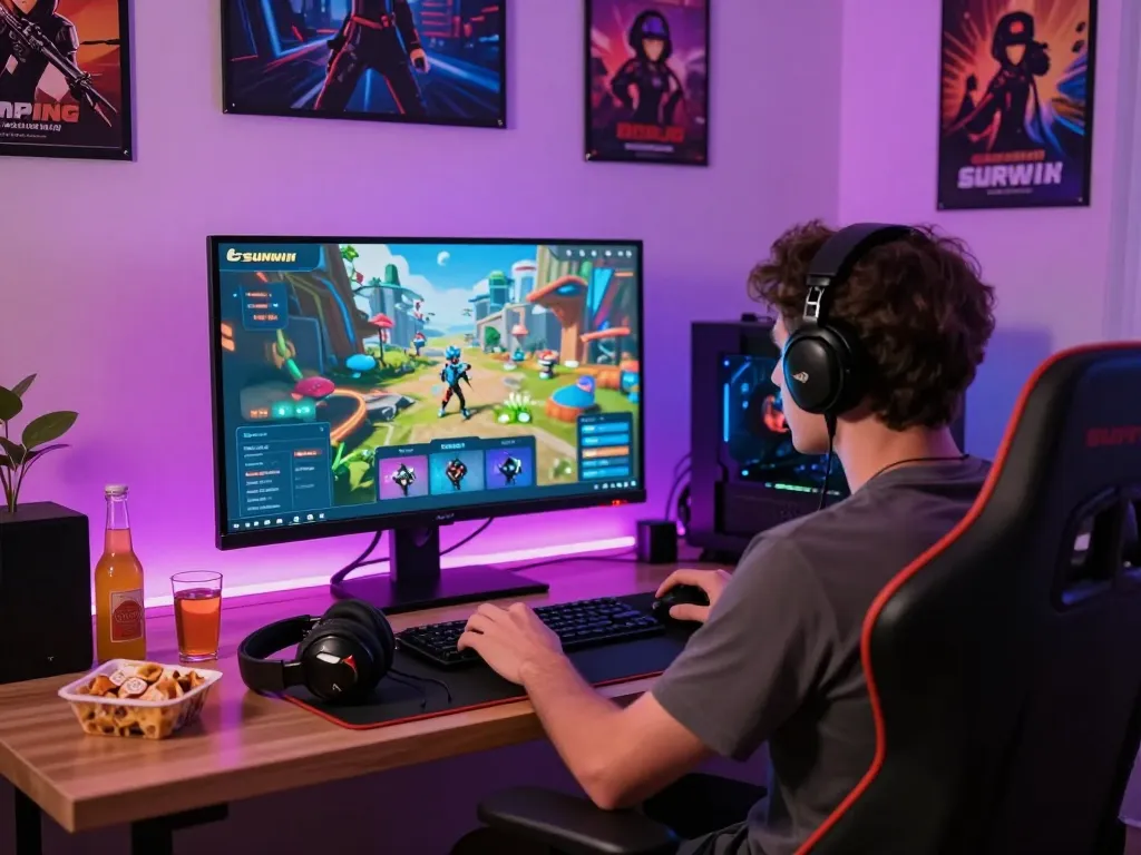 Engaging Sunwin online gaming setup featuring a player focused on the screen.