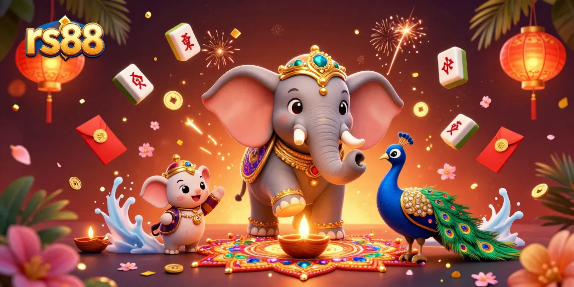 Engage with rs88’s vibrant casino experience featuring a festive elephant and colorful elements symbolizing luck.