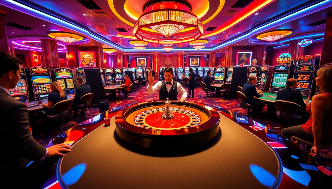 Experience the exhilarating atmosphere of 789p with engaged players at roulette and slot machines.
