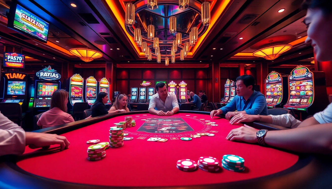 Experience thrilling gameplay at fun79.com with vibrant poker tables and immersive casino visuals.