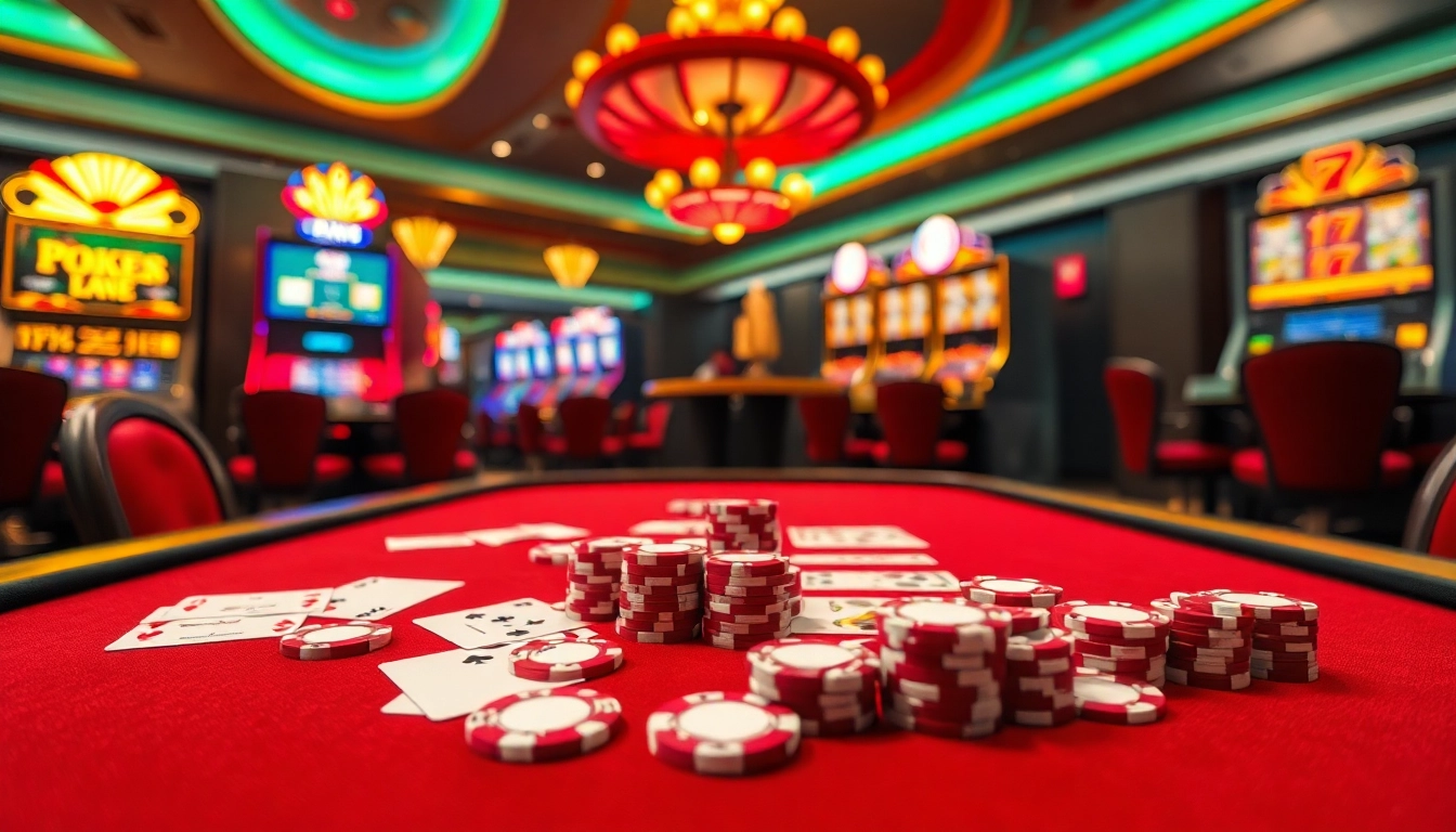 Action-packed poker scene at dom88.us.com with vibrant chips and cards for an exciting gaming experience.